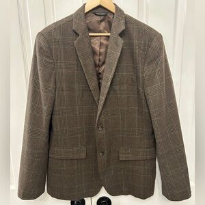 Banana Republic Brown/Olive Plaid Wool Sport Coat | Size 42 | Tailored Fit | EUC